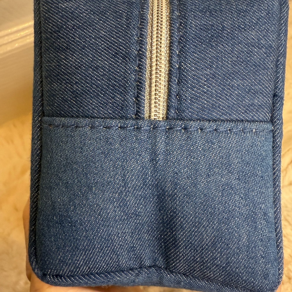 DIOR 2024 COSMETIC BEAUTY POUCH MAKEUP DEMIM BLUE BAG WITH STAR ZIPPER PULL - Picture 7 of 15